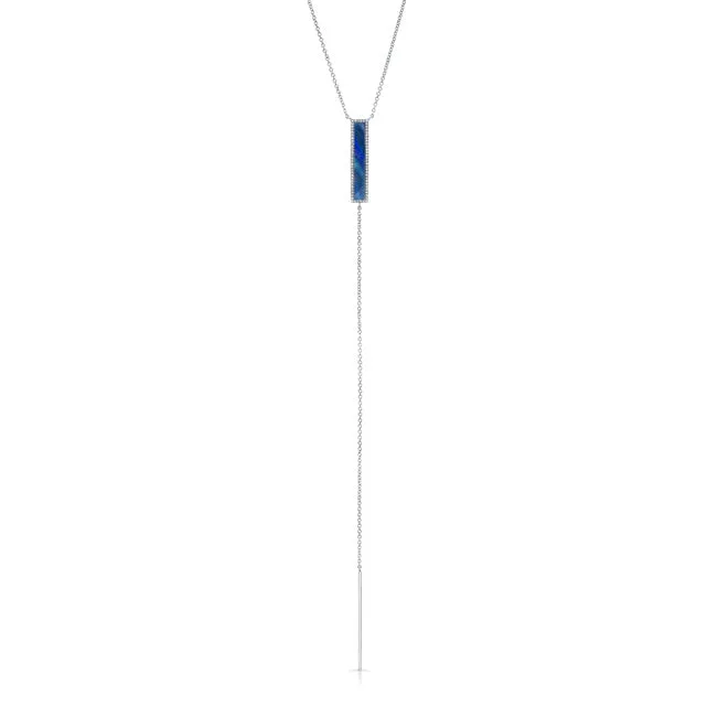 14k Gold Opal Diamond Bar Y-Necklace