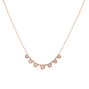 14K Rose Gold 7 Diamond Cluster Necklace