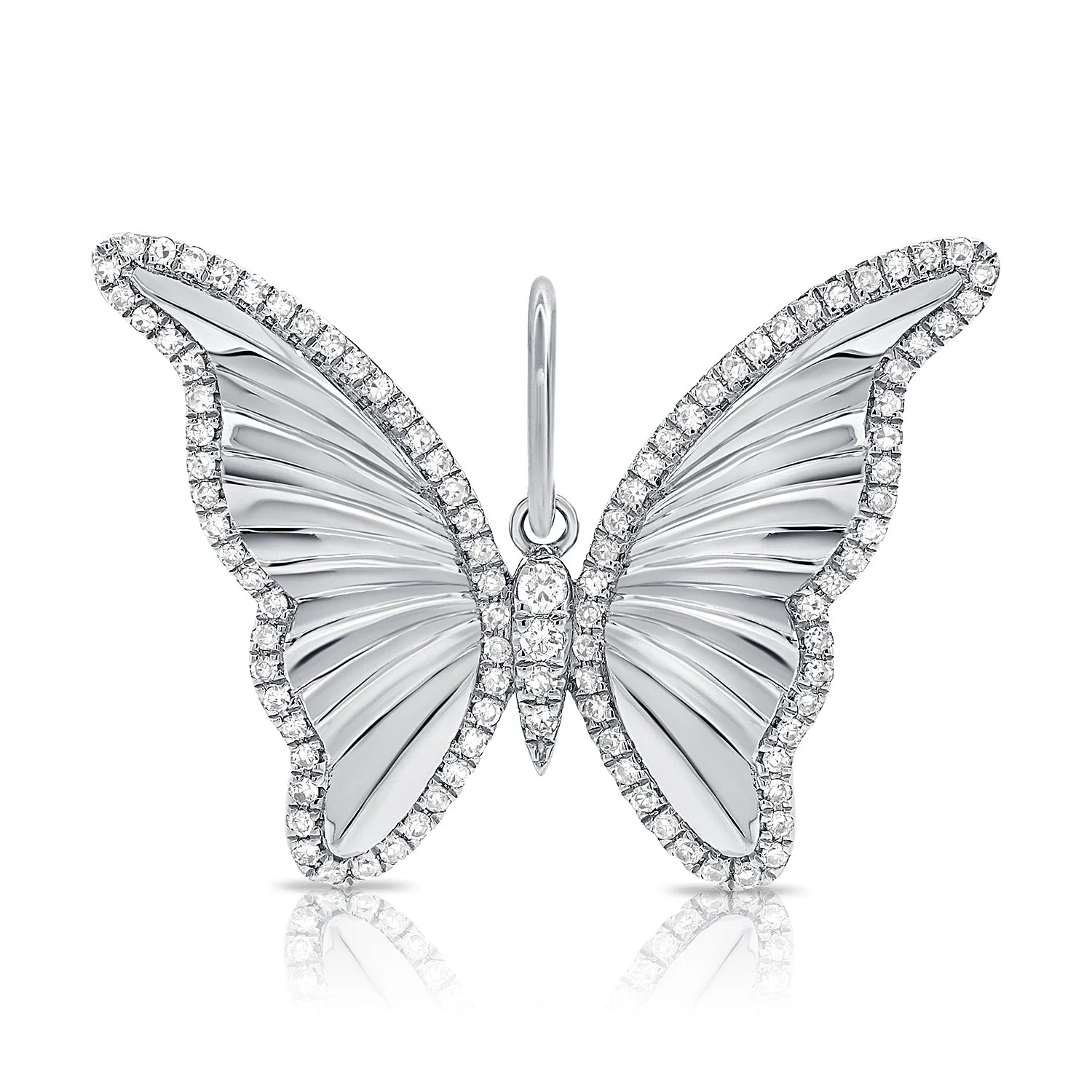 14K Rose Gold Diamond High Polished Butterfly Pendant