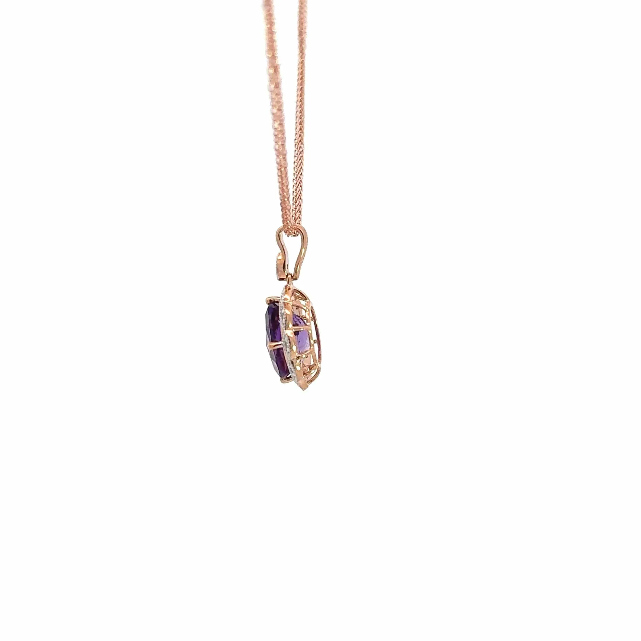 14k Rose Gold Genuine Amethyst Pendant Necklace
