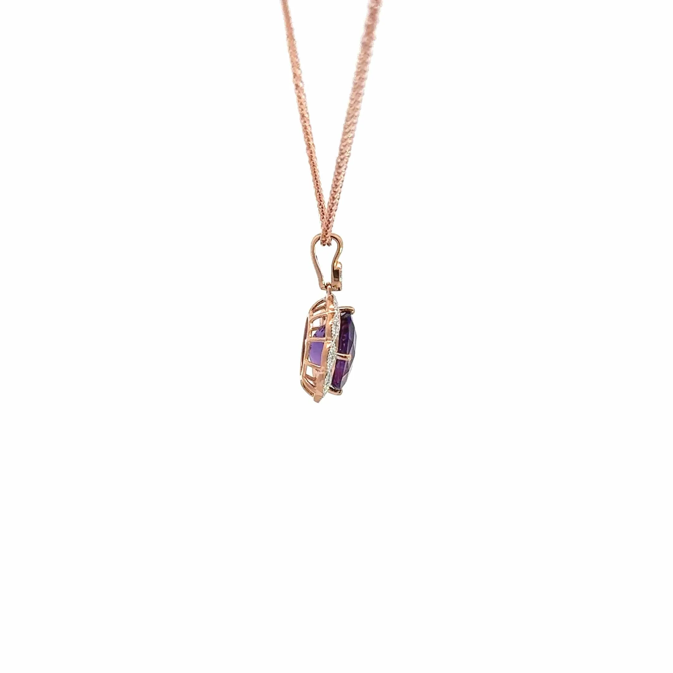 14k Rose Gold Genuine Amethyst Pendant Necklace