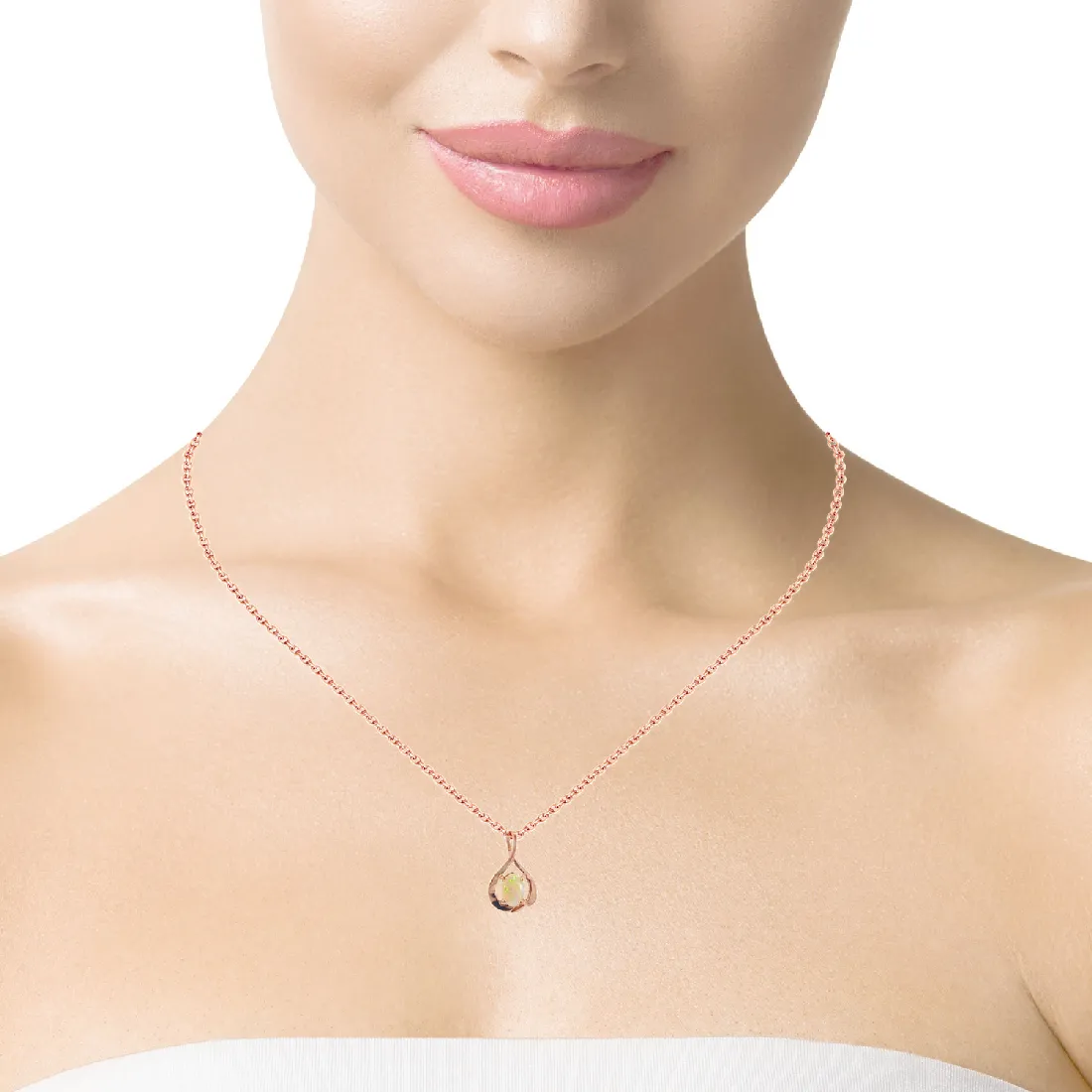 14kt Rose Gold swirl pendant with one Black Opal 0.33ct