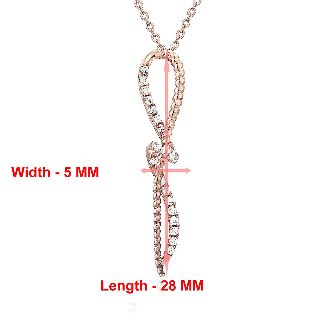 1/6 cttw Diamond Knot Pendant In 14K White and Rose Gold with Chain