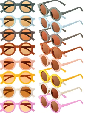 16 Pairs Kids Sunglasses Cute Round Sunglasses Baby Sunglasses Colorful Toddler Eyewear Glasses for Kids Boys Girls Beach Outdoor Sports, Age 3-10