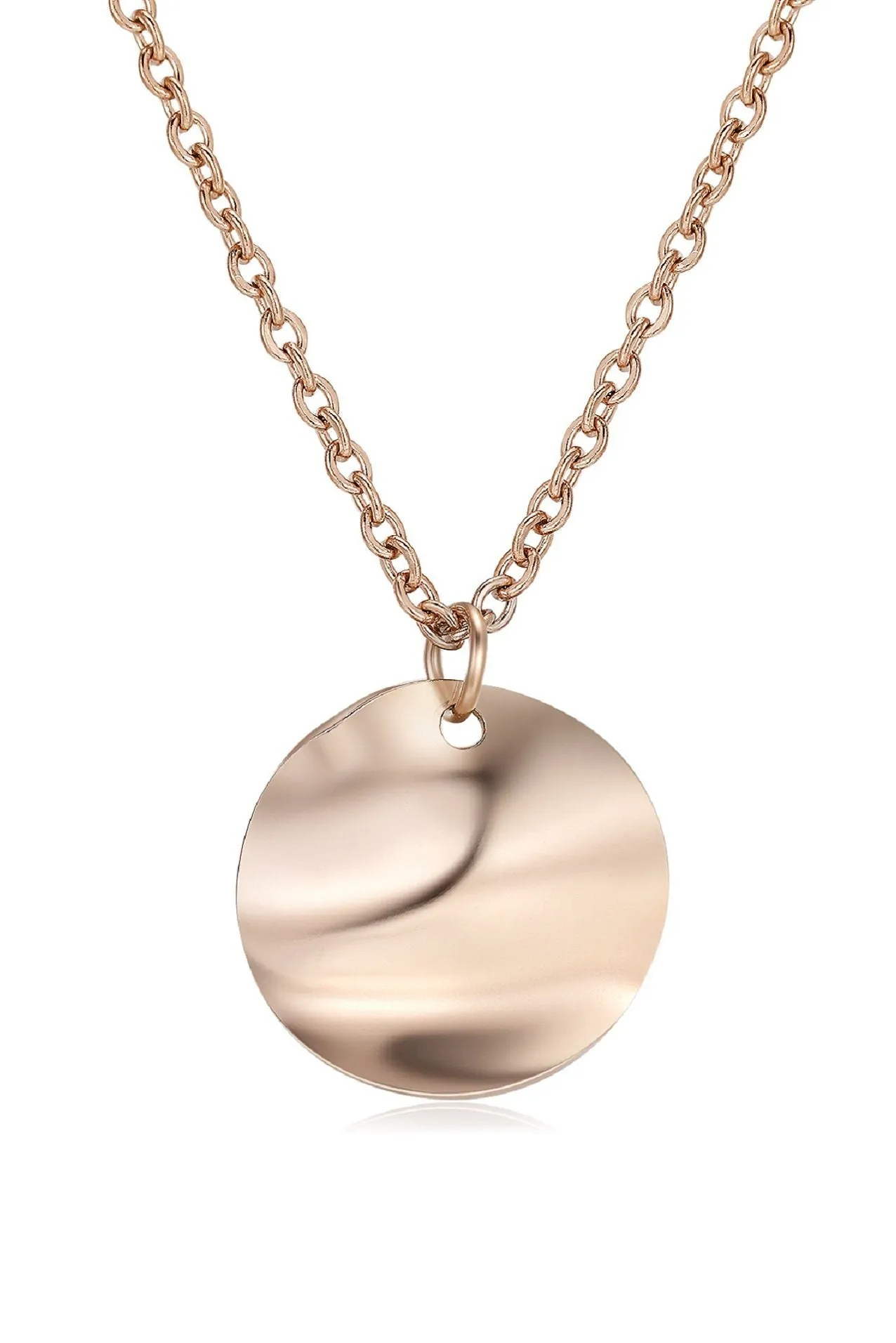 18k Rose Gold Plated Circle Pendant Necklace