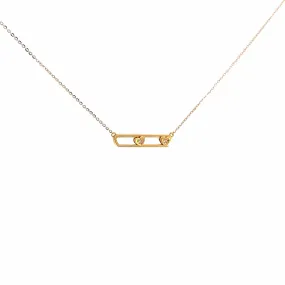 18K Rose Gold Sliding Heart Diamond Pendant Necklace