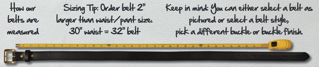 1½" WIDE DUAL PRONG MONEY BELT - Thick Heavy Duty Leather USA