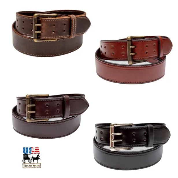 1½" WIDE DUAL PRONG MONEY BELT - Thick Heavy Duty Leather USA