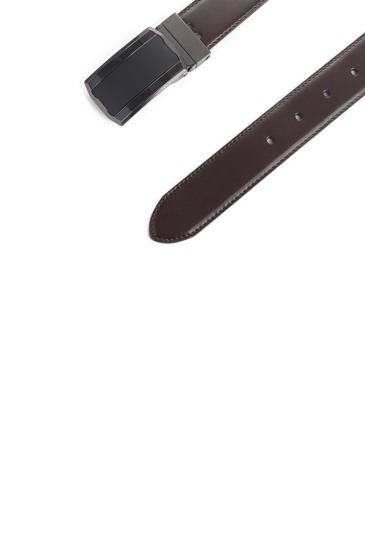 35mm Chestnut Genuine Split Leather Reversible Belt [Without Buckle]