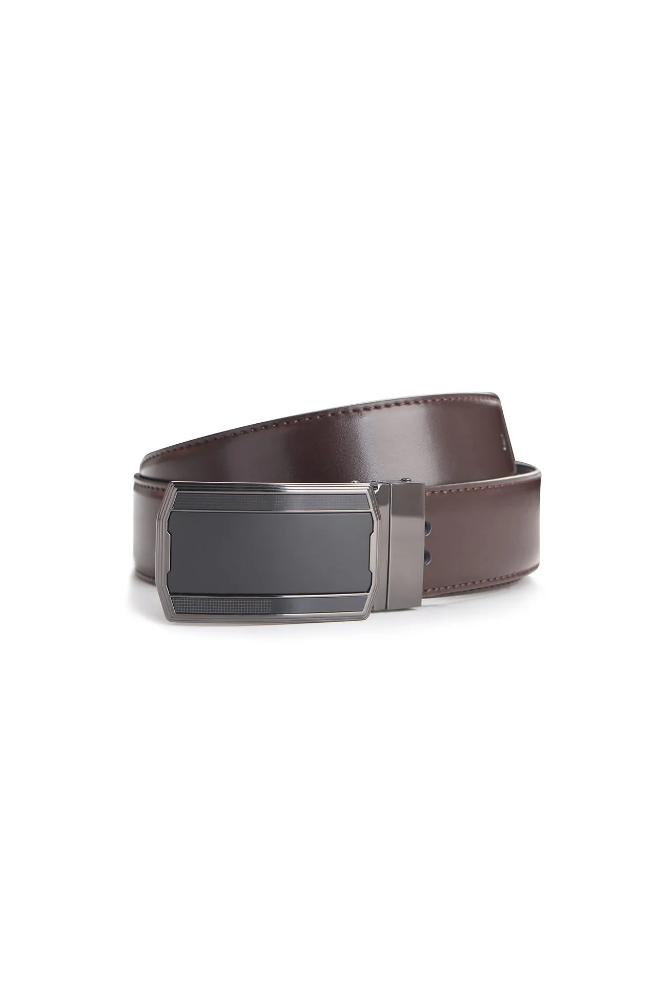35mm Chestnut Genuine Split Leather Reversible Belt [Without Buckle]