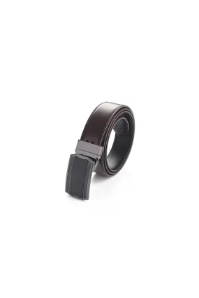 35mm Chestnut Genuine Split Leather Reversible Belt [Without Buckle]