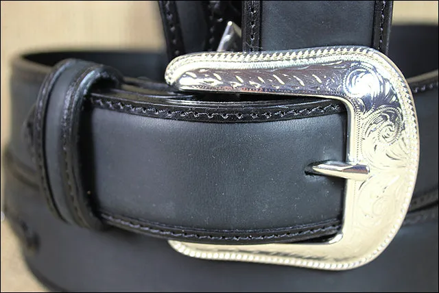 36 Inch 3D Black Mens Western Fashion Leather Belt Removable Buckle