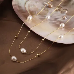925 Sterling Silver Layered Pearl Choker Necklace for Women
