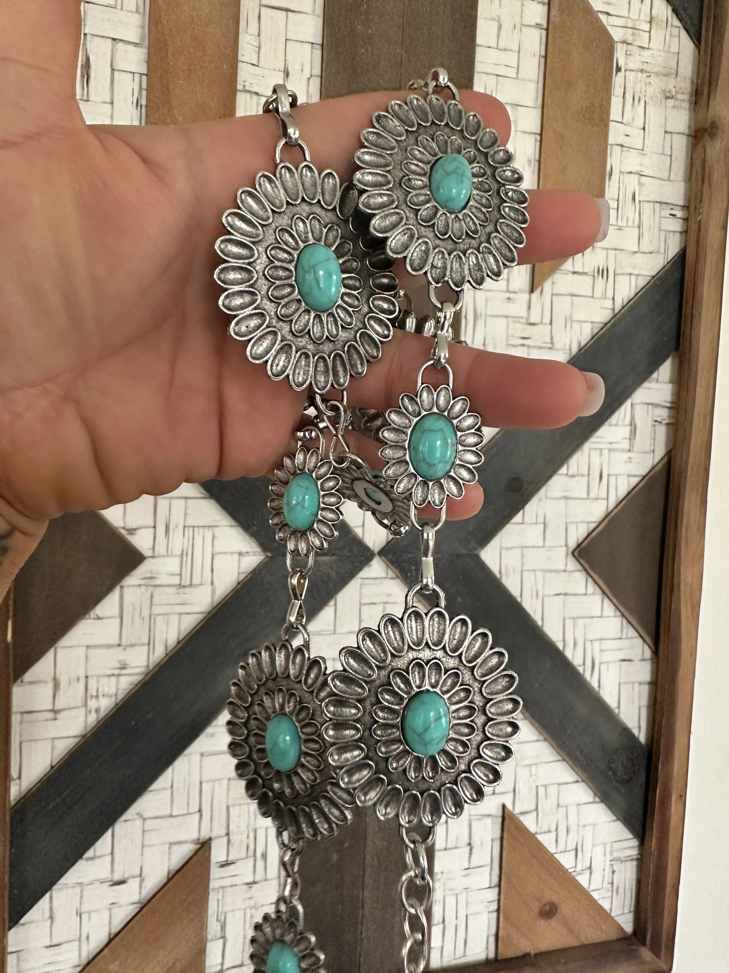Abby Turquoise Western Chain Belt