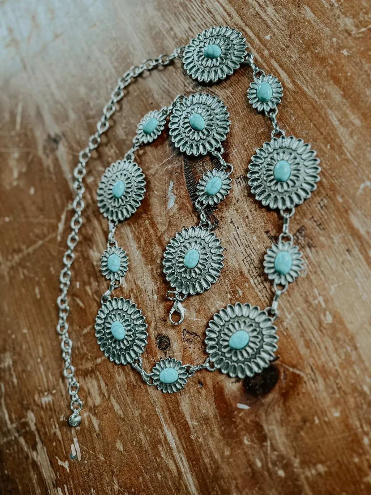 Abby Turquoise Western Chain Belt