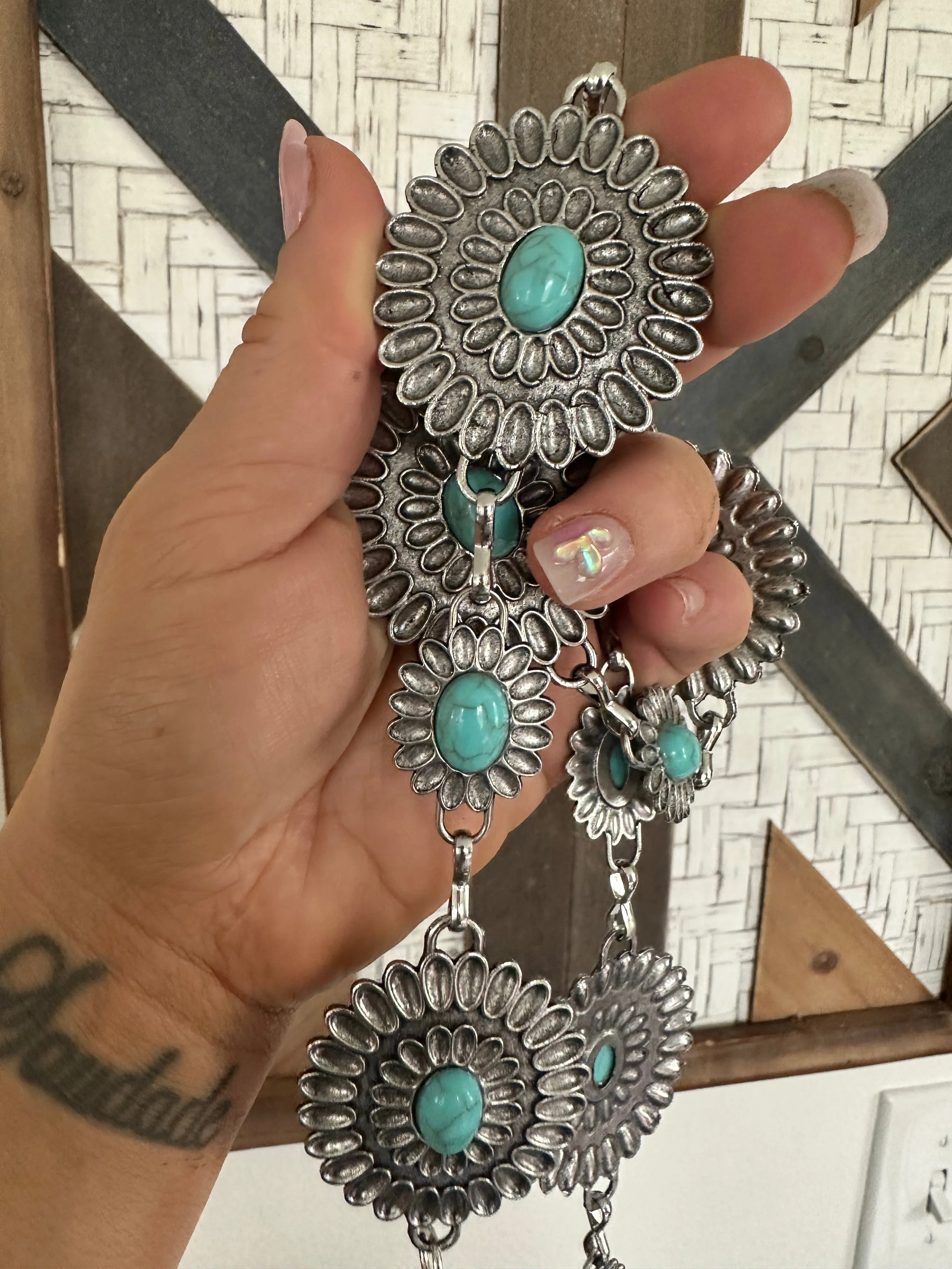 Abby Turquoise Western Chain Belt