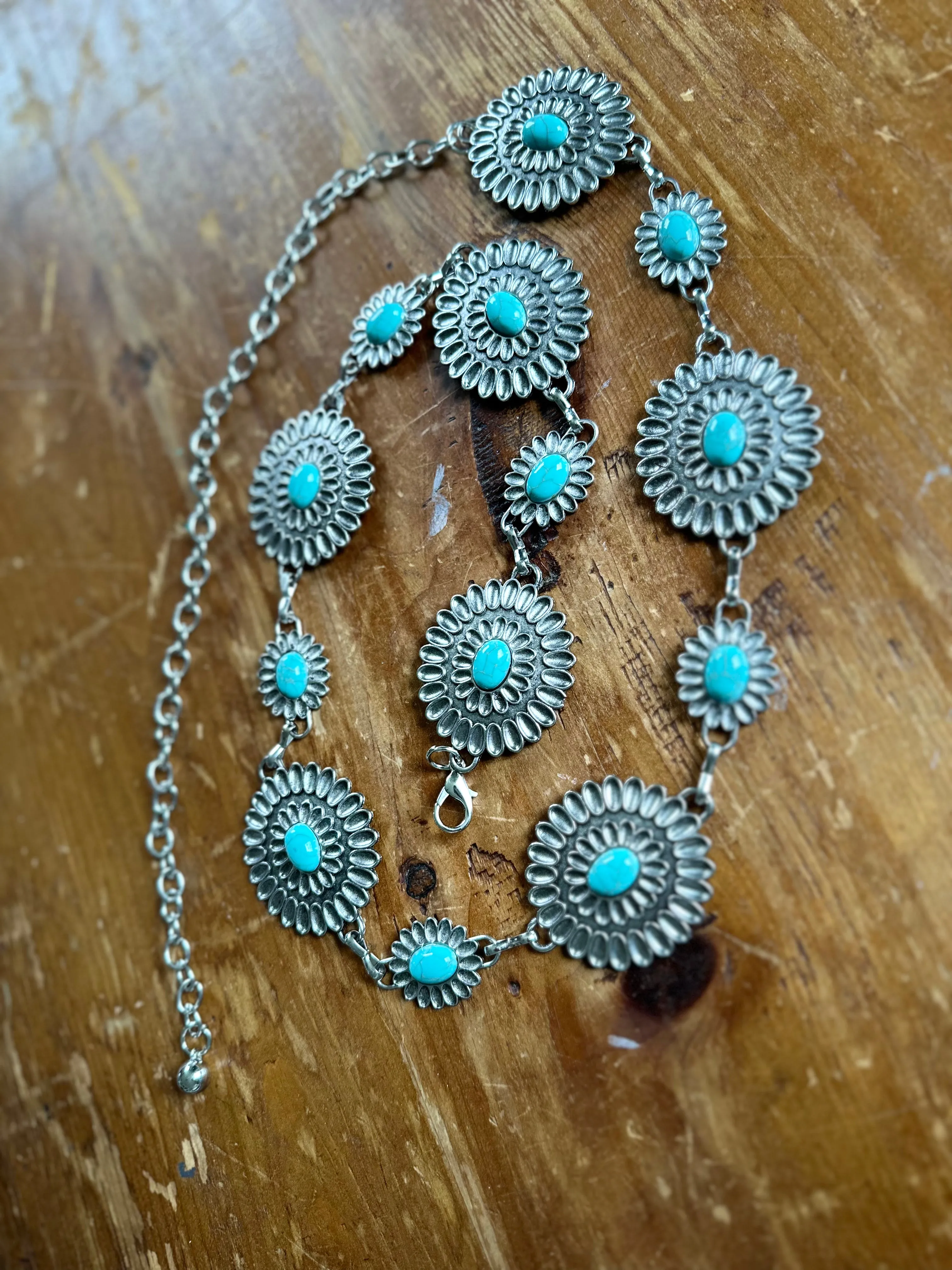 Abby Turquoise Western Chain Belt