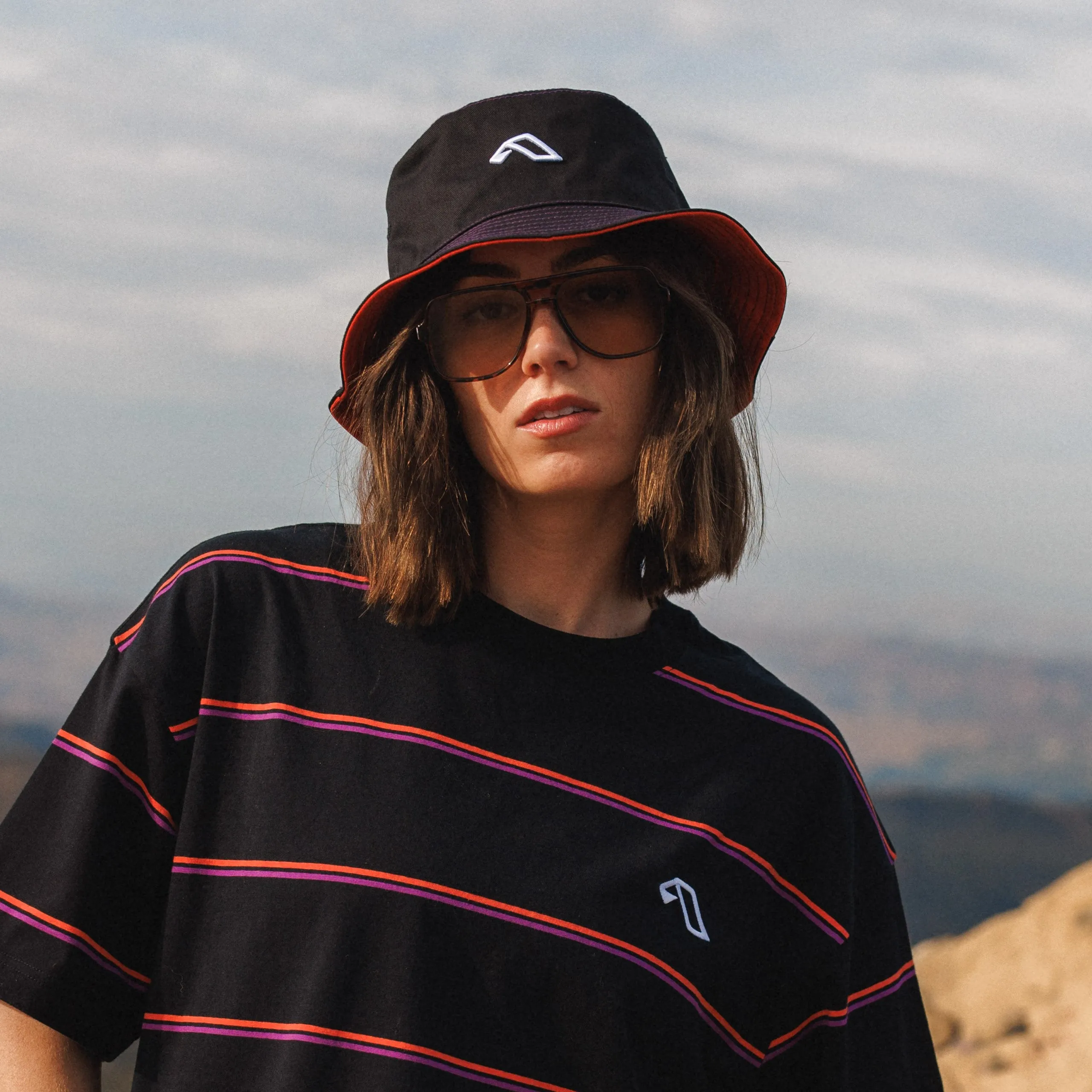 Anjuna Reversible Bucket Hat / Orange & Black