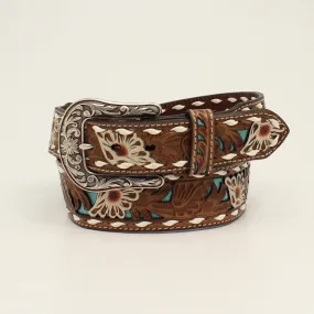 Ariat Floral Pierced Lacing Brown Belt