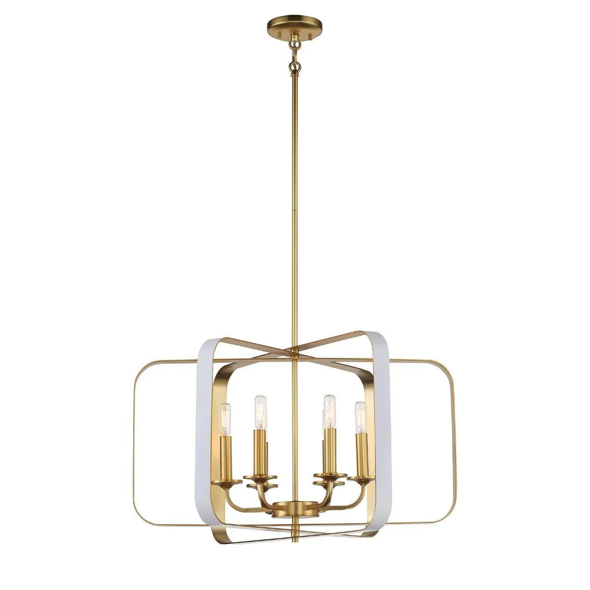 Aureum 26 in. 6 Lights Pendant Light Matte White & Gold Finish