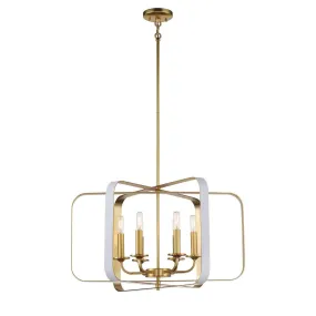 Aureum 26 in. 6 Lights Pendant Light Matte White & Gold Finish