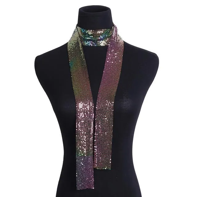 Beautiful Long Draping Metallic Choker Collar Necklace