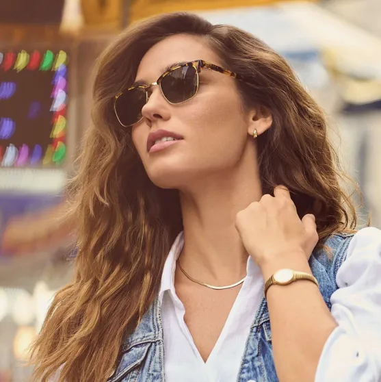 Biarritz Amber Tortoise with Blue Gradient Polarized Lens