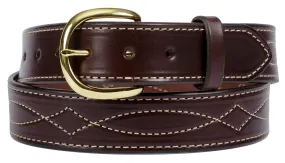 BIG & TALL FANCY STITCH LEATHER BELT - 1½" Wide Leather in 4 Colors