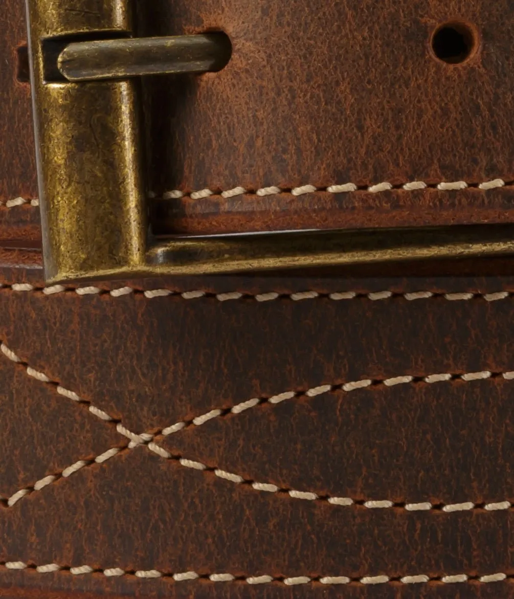 BIG & TALL FANCY STITCH LEATHER BELT - 1½" Wide Leather in 4 Colors