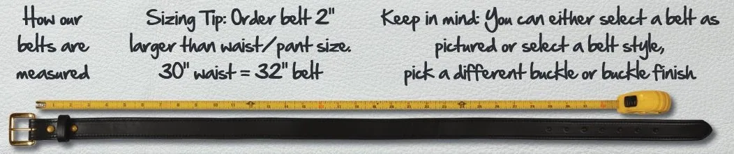 BIG & TALL FANCY STITCH LEATHER BELT - 1½" Wide Leather in 4 Colors