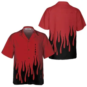 Black Flame Hawaiian Shirt, Short Sleeve Flame Shirt For Men, Flame Print Shirt, Anniversary, Valentine Gift For Husband, Boyfriend, Lovers