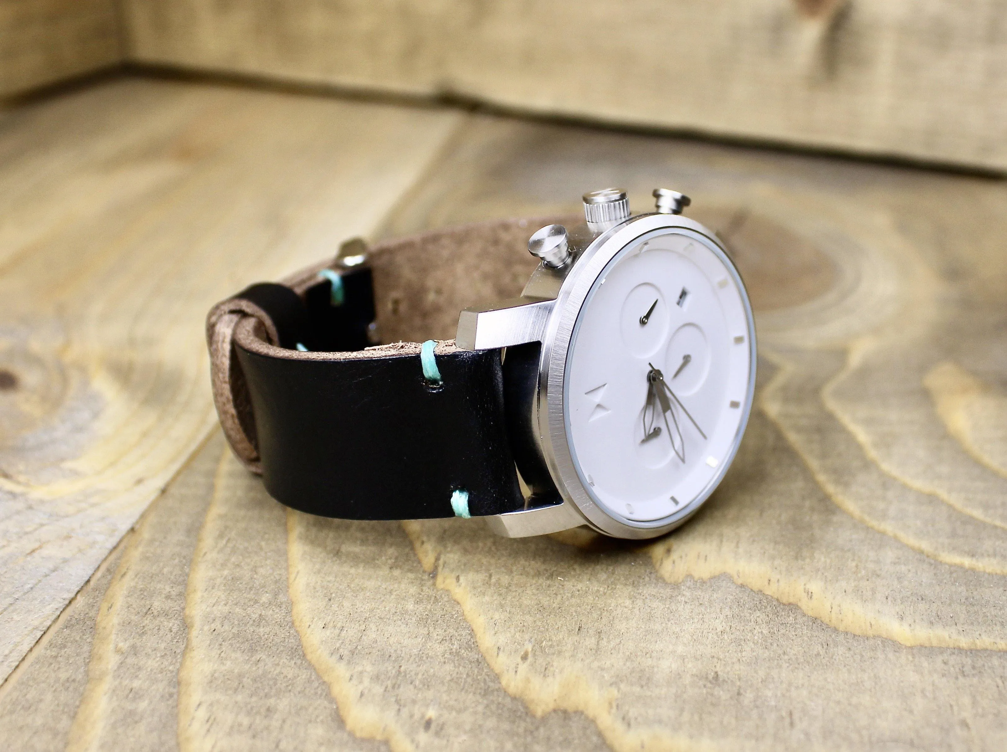 Black Leather Standard Watch Band