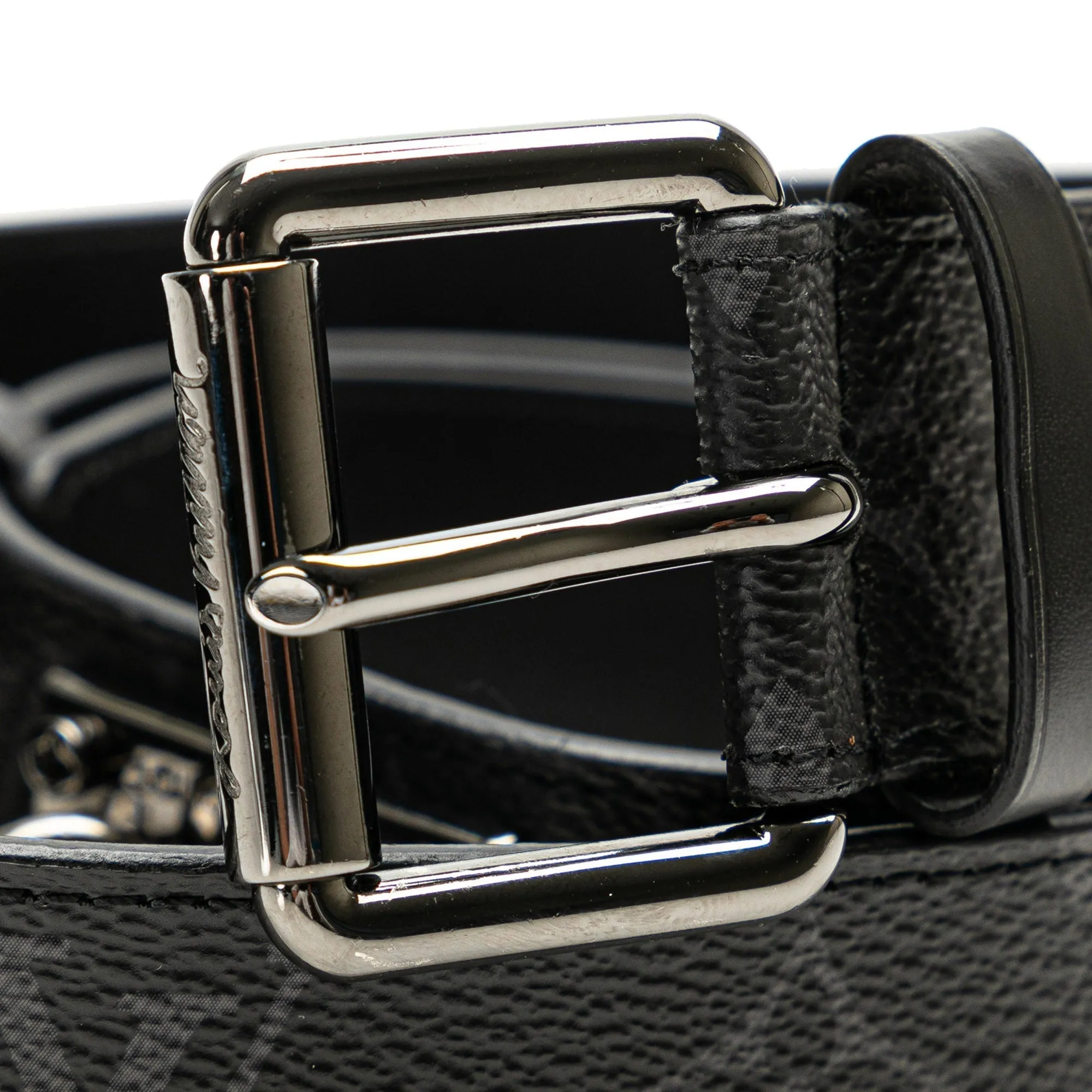 Black Louis Vuitton Monogram Eclipse Reversible Belt