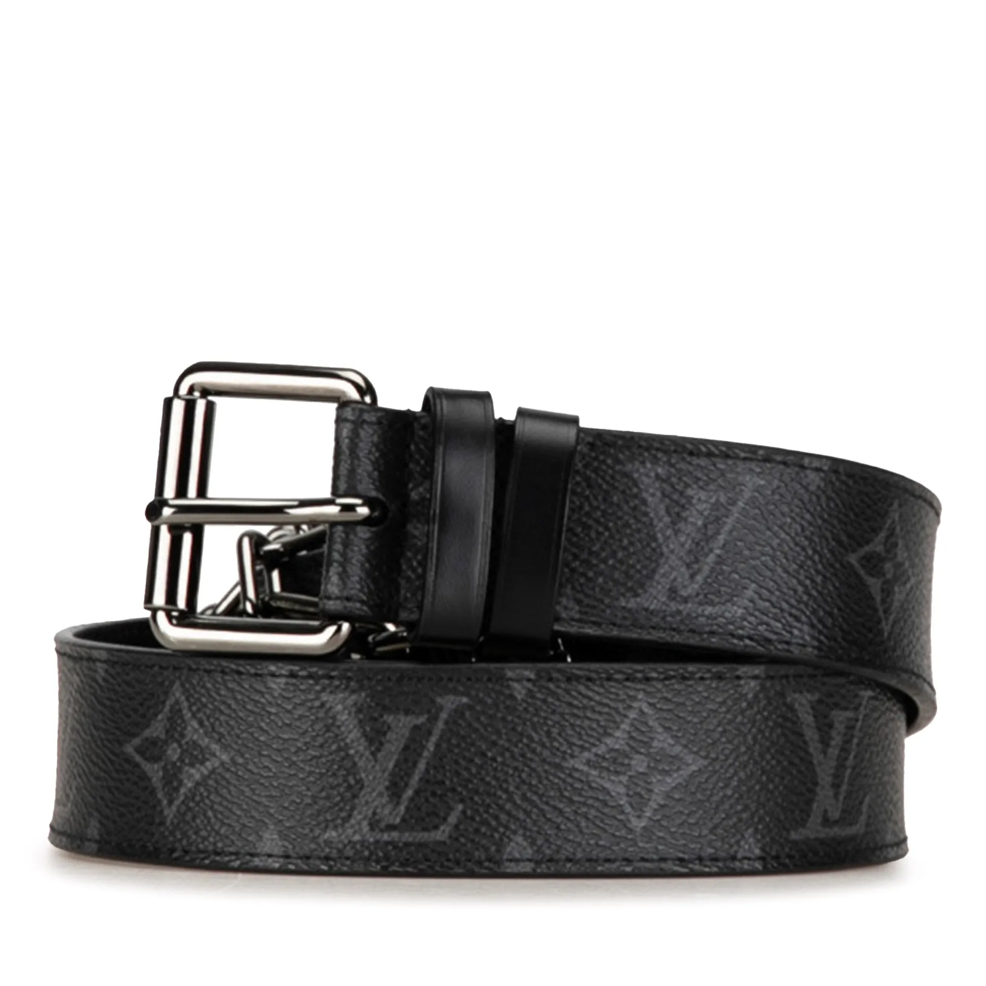 Black Louis Vuitton Monogram Eclipse Reversible Belt