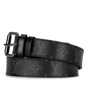Black Louis Vuitton Monogram Eclipse Reversible Belt