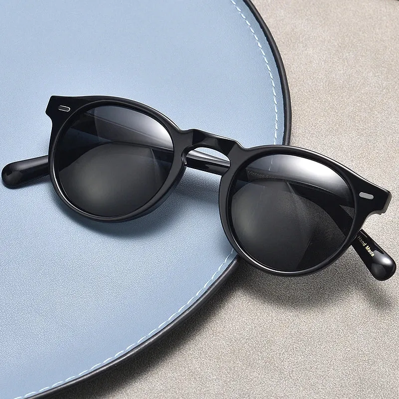 Black Mask Unisex Full Rim Round Acetate Polarized Sunglasses Ov5186