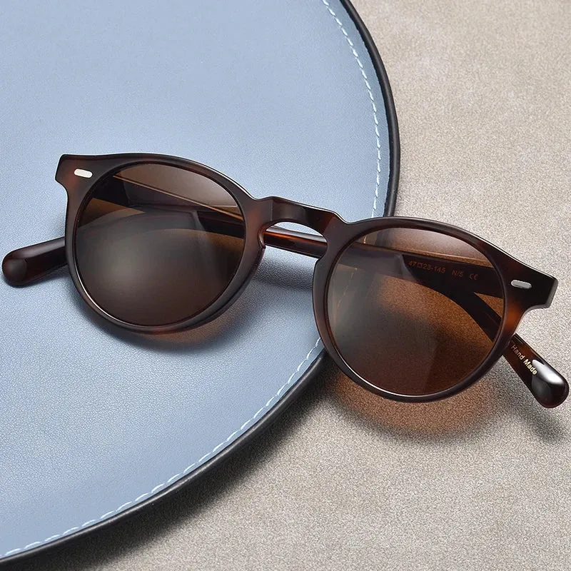 Black Mask Unisex Full Rim Round Acetate Polarized Sunglasses Ov5186