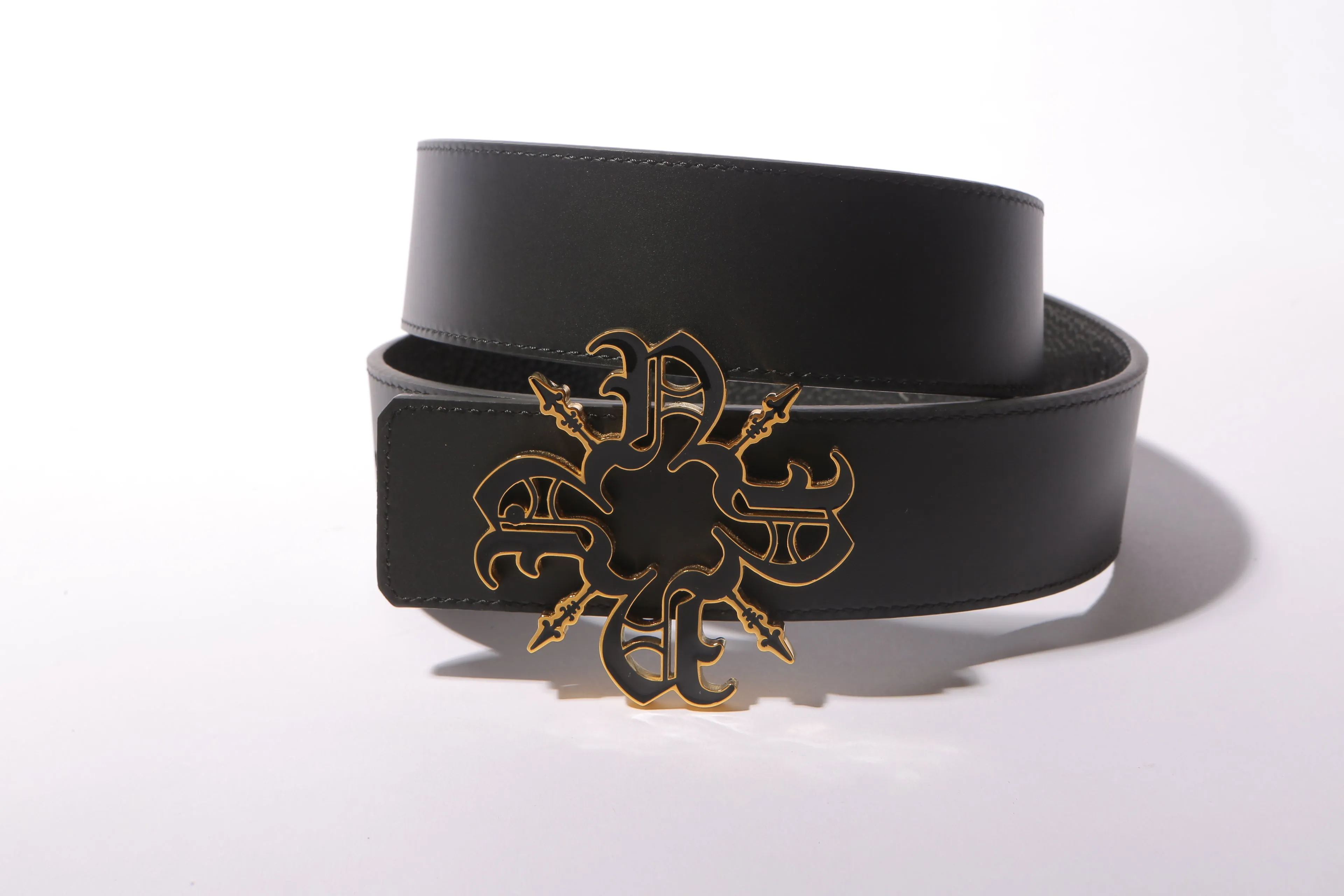 Black Monogram Reversible Leather Strap 40MM