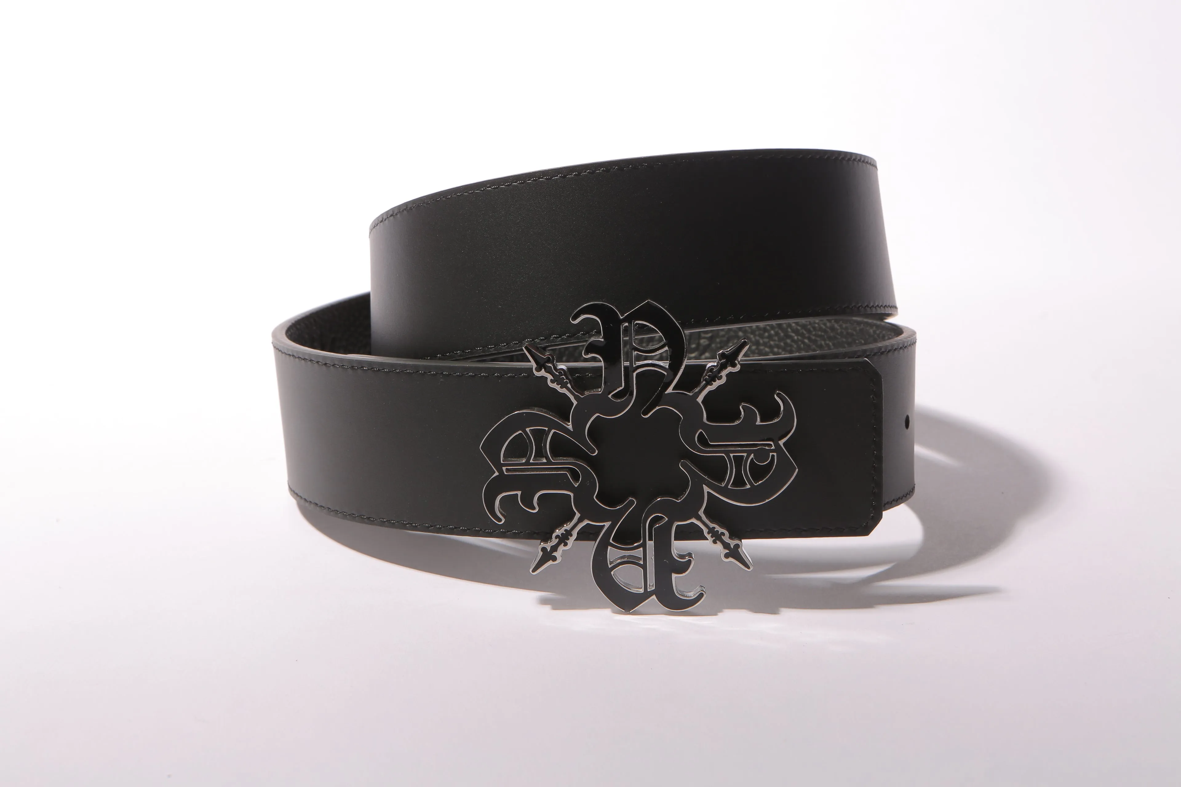 Black Monogram Reversible Leather Strap 40MM