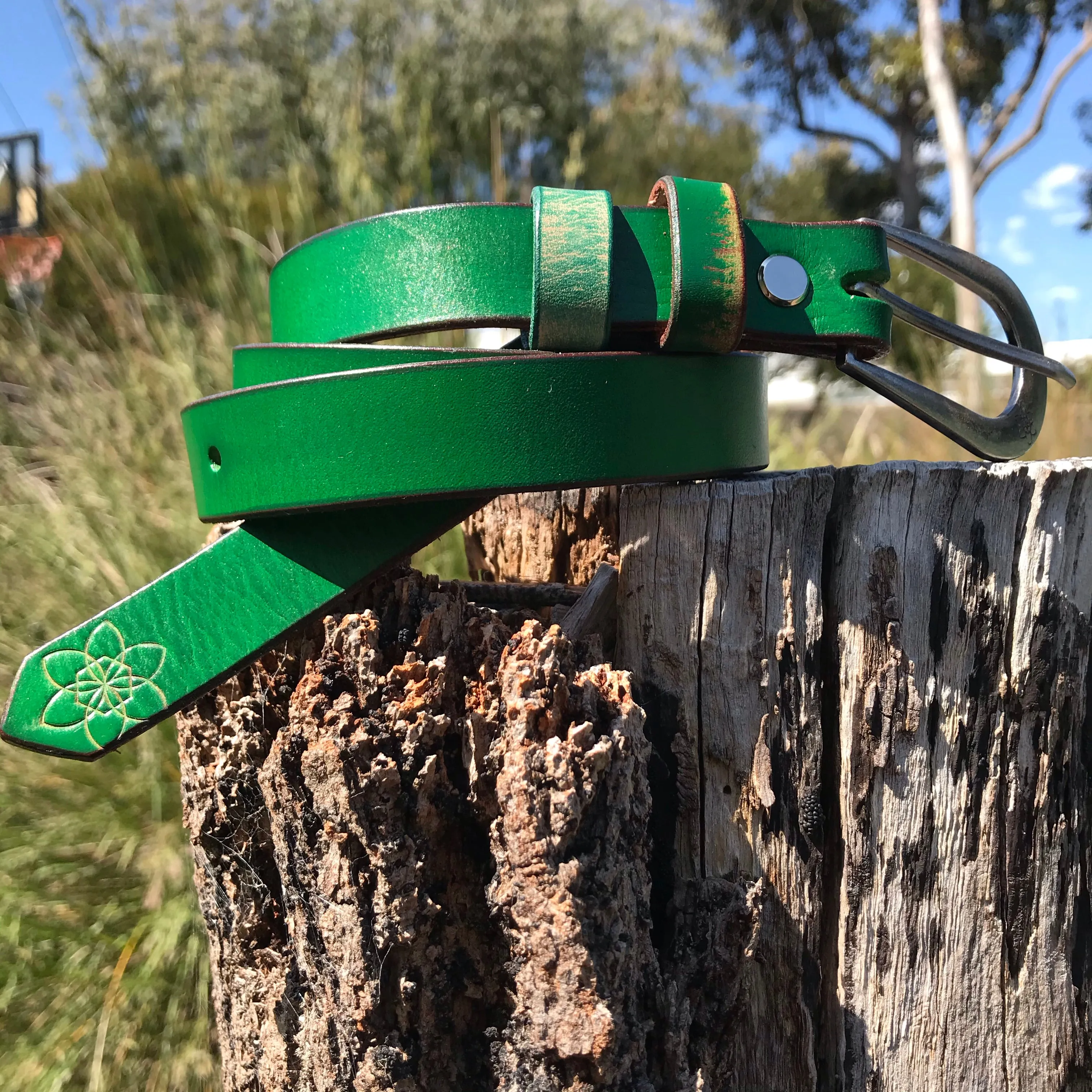 Boho Vintage Style' Slinki' Belt in Forest