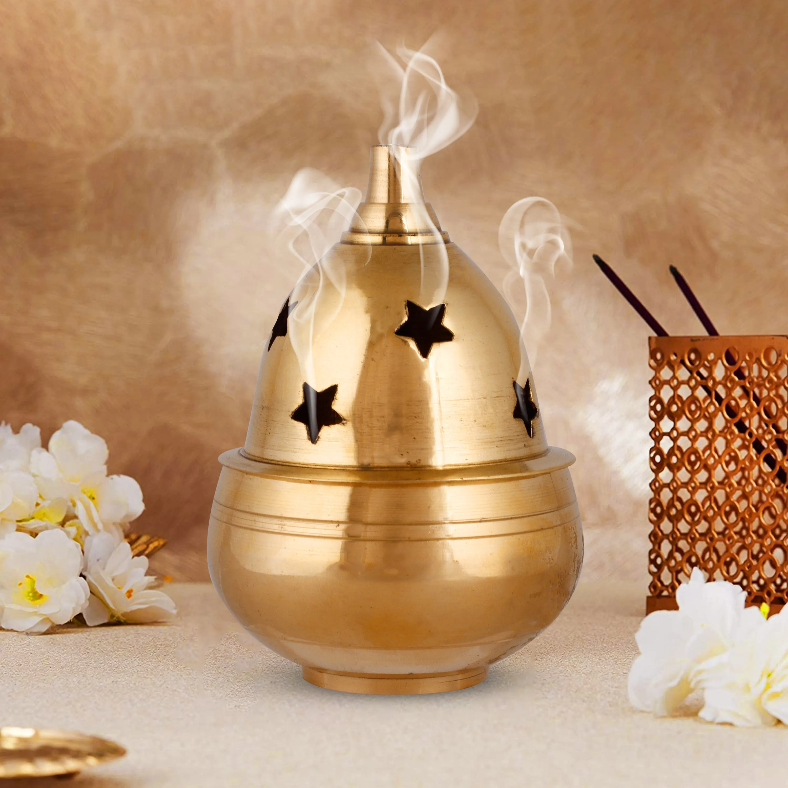 Brass Diya - Apple - 2.5 x 2 Inches | Nanda Deep/ Agal Vilakku/ Brass Lamp/ Brass Deepam for Pooja