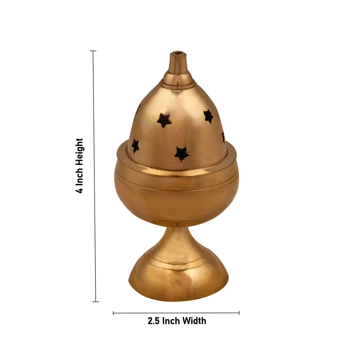Brass Nanda Deep with Base - 4 x 2.5 Inches | Brass Lamp/ Vilakku/ Apple Nanda Diya for Pooja