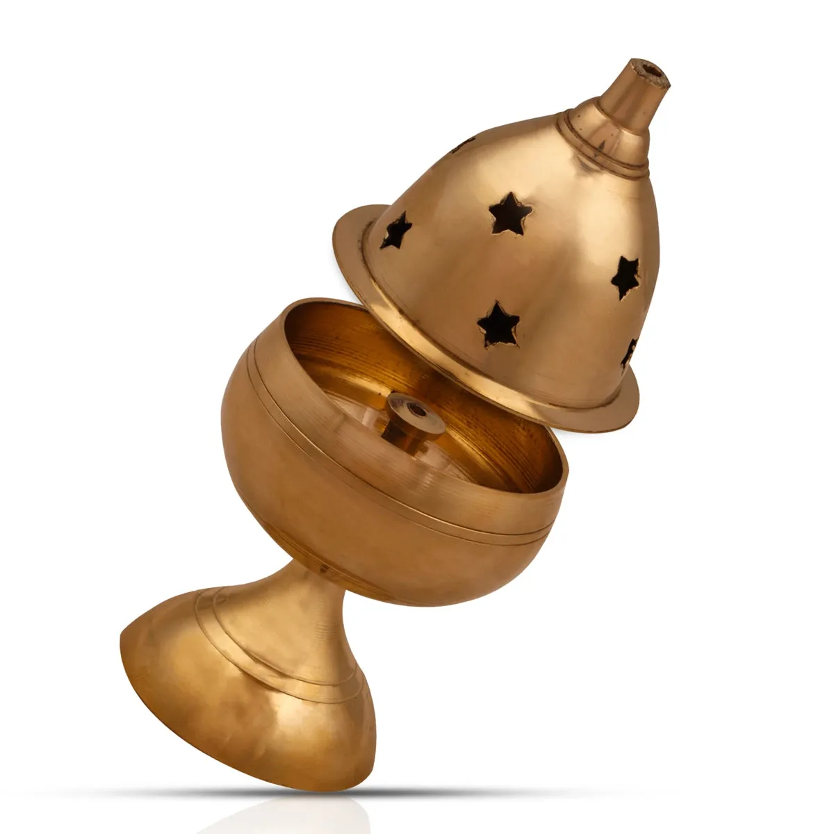 Brass Nanda Deep with Base - 4 x 2.5 Inches | Brass Lamp/ Vilakku/ Apple Nanda Diya for Pooja