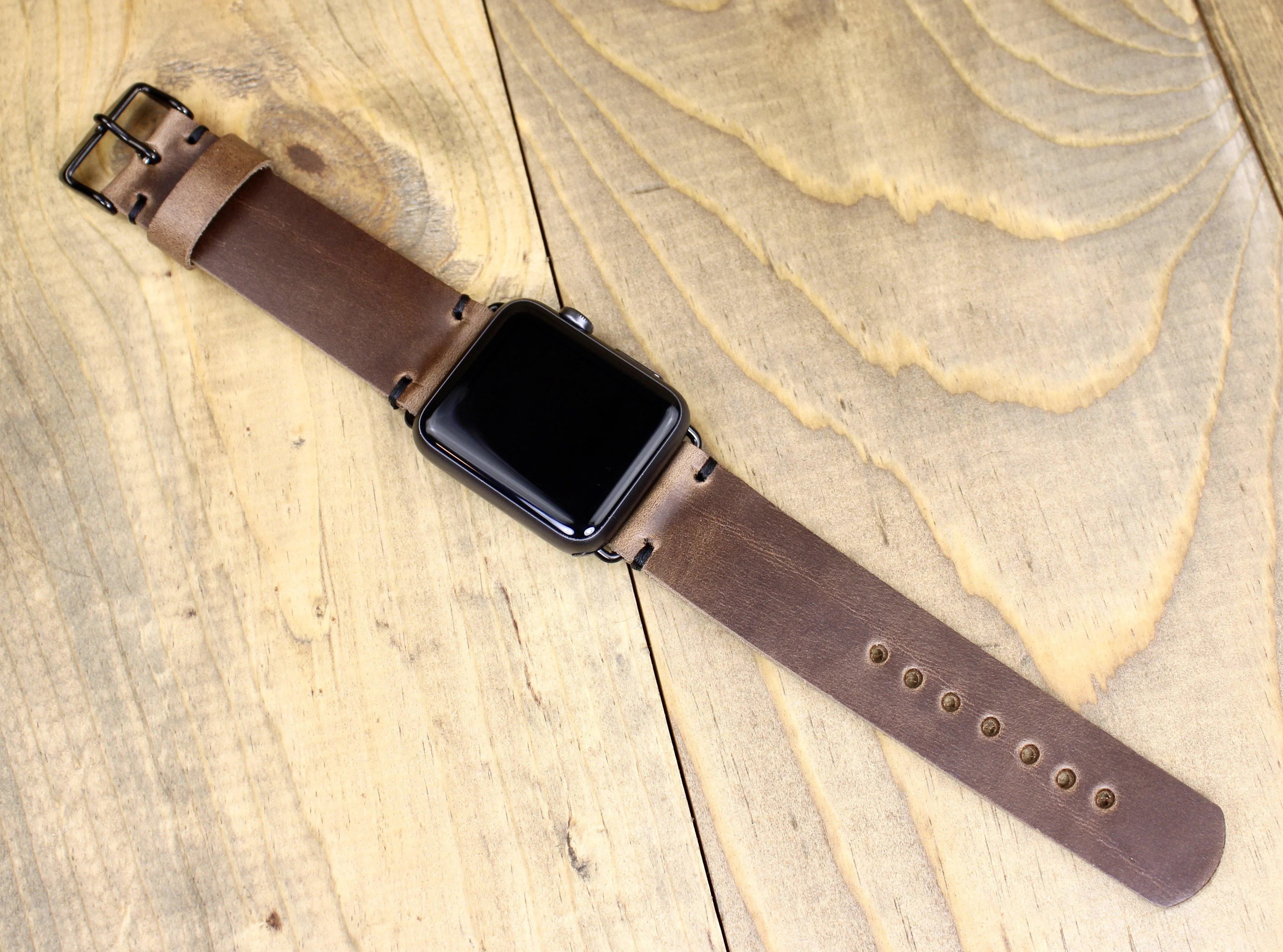 Brown Leather apple watch Band