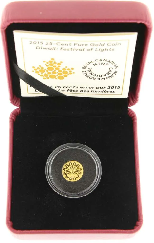 Canada Gold 2015 25 Cents Divali Festival of Lights .016oz, .9999