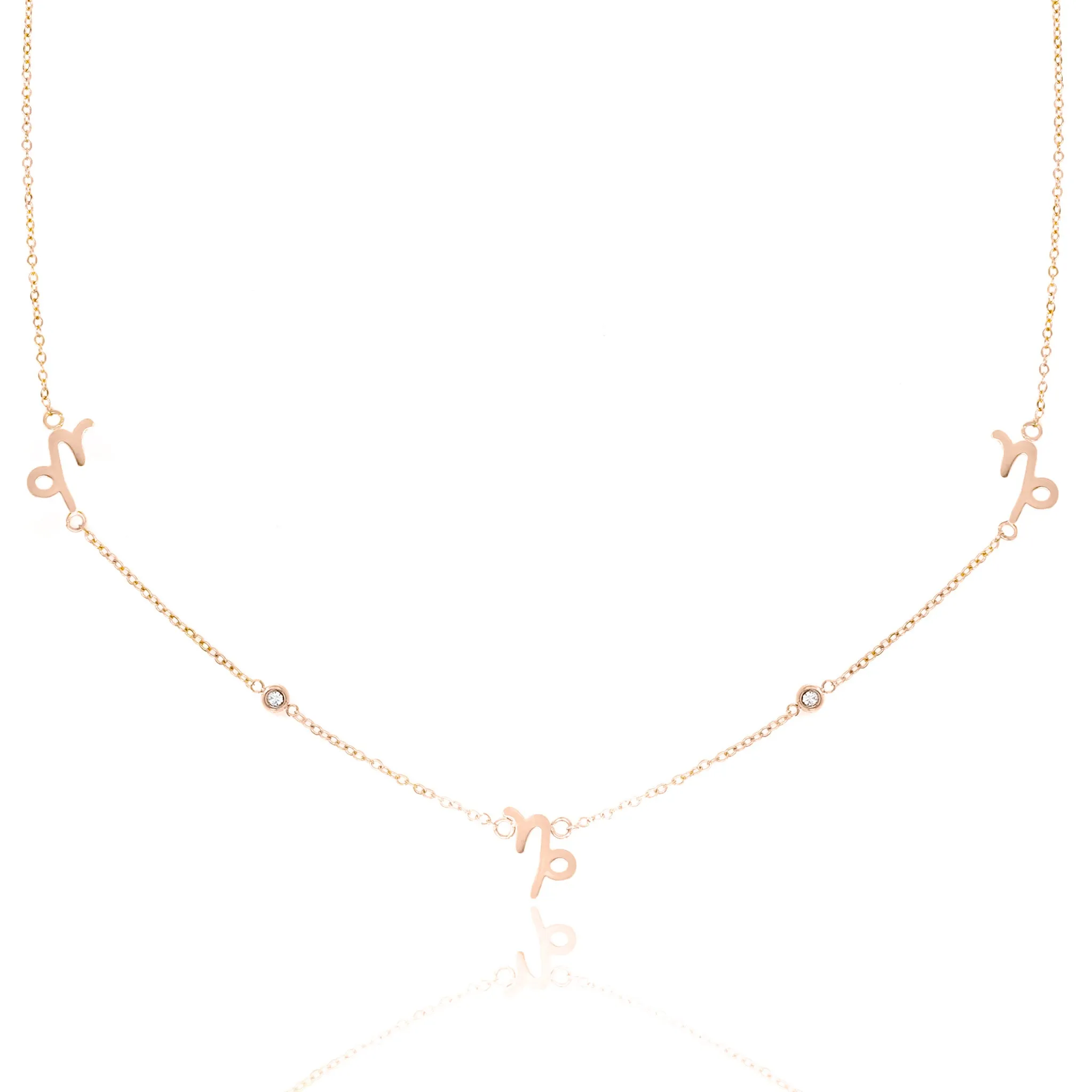 Capricorn Necklace with CZ Stones - Rose Gold