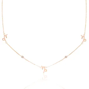 Capricorn Necklace with CZ Stones - Rose Gold