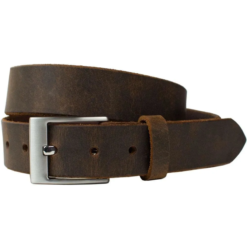 Caraway Mountain Distressed Brown Leather Belt by Nickel Smart®