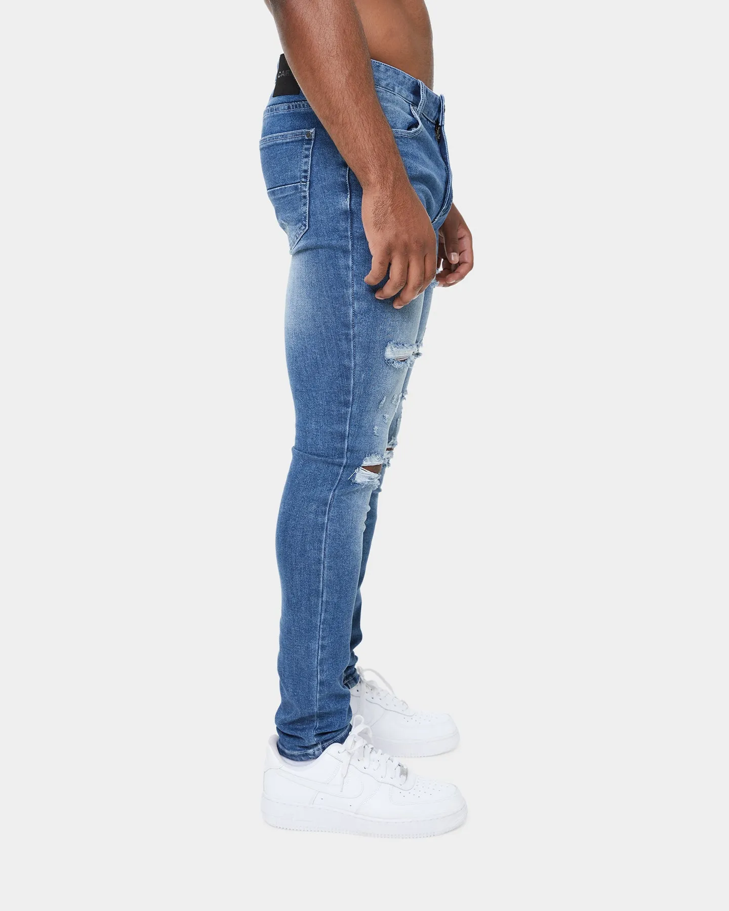 Carré Rugueux Distressed Skinny Jeans Washed Indigo