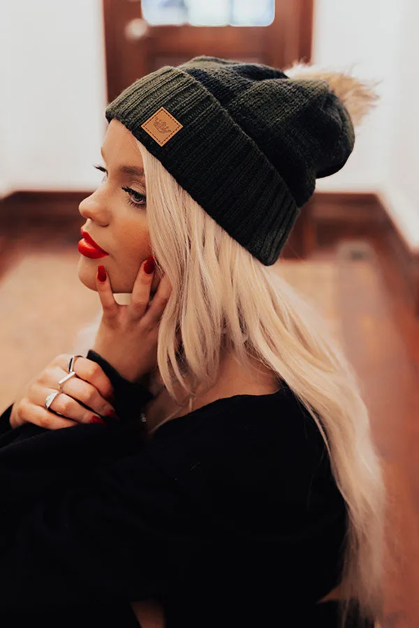 Chilly Dawn Buffalo Check Beanie In Hunter Green